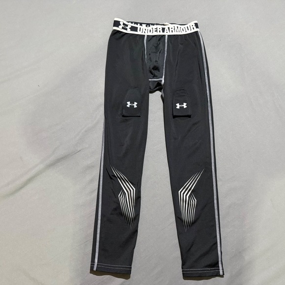 Under Armour Other - Under Armour HeatGear Leggings Kids Large Black Compression  Hockey  sock tabs